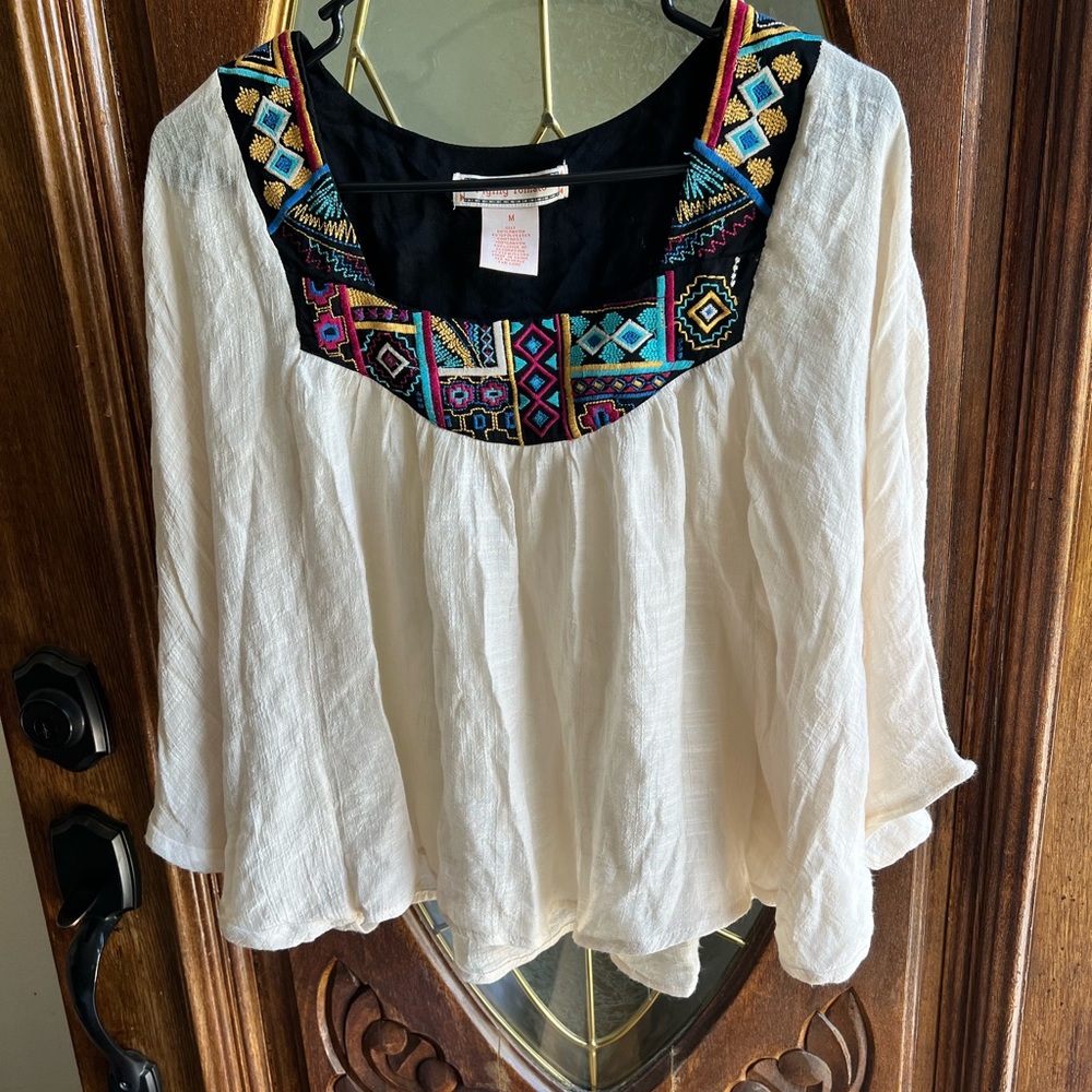 Flying Tomato Embroidered Square neck blouse